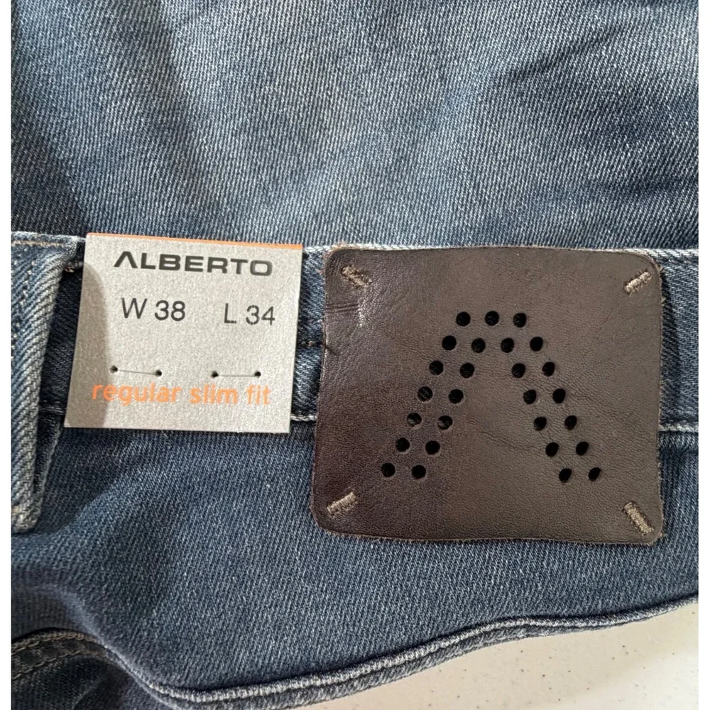 Alberto Pipe Regular Slim Fit Jeans 38x34 Overdyed Vintage Wash Urban Modern NWT